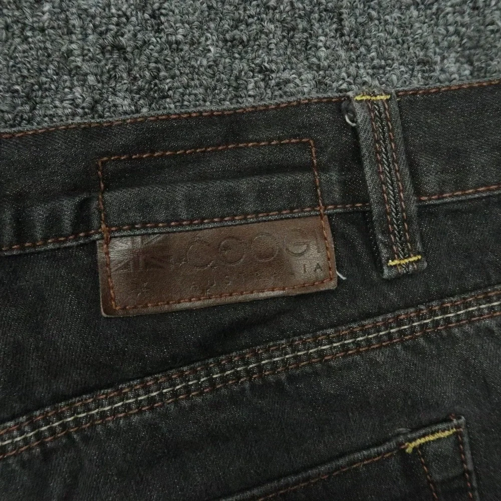 Coogi Jeans Mens 40x34‎ Black Straight Baggy Embroidered Pockets 5 Pocket